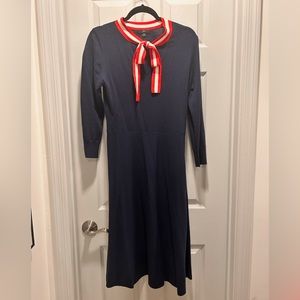 J.Crew Navy Sweater Dress with neck tie- Small